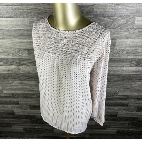 LOFT Round Neck Keyhole Back Pink Floral Pullover Blouse Top Womens Size Medium - Picture 2 of 9